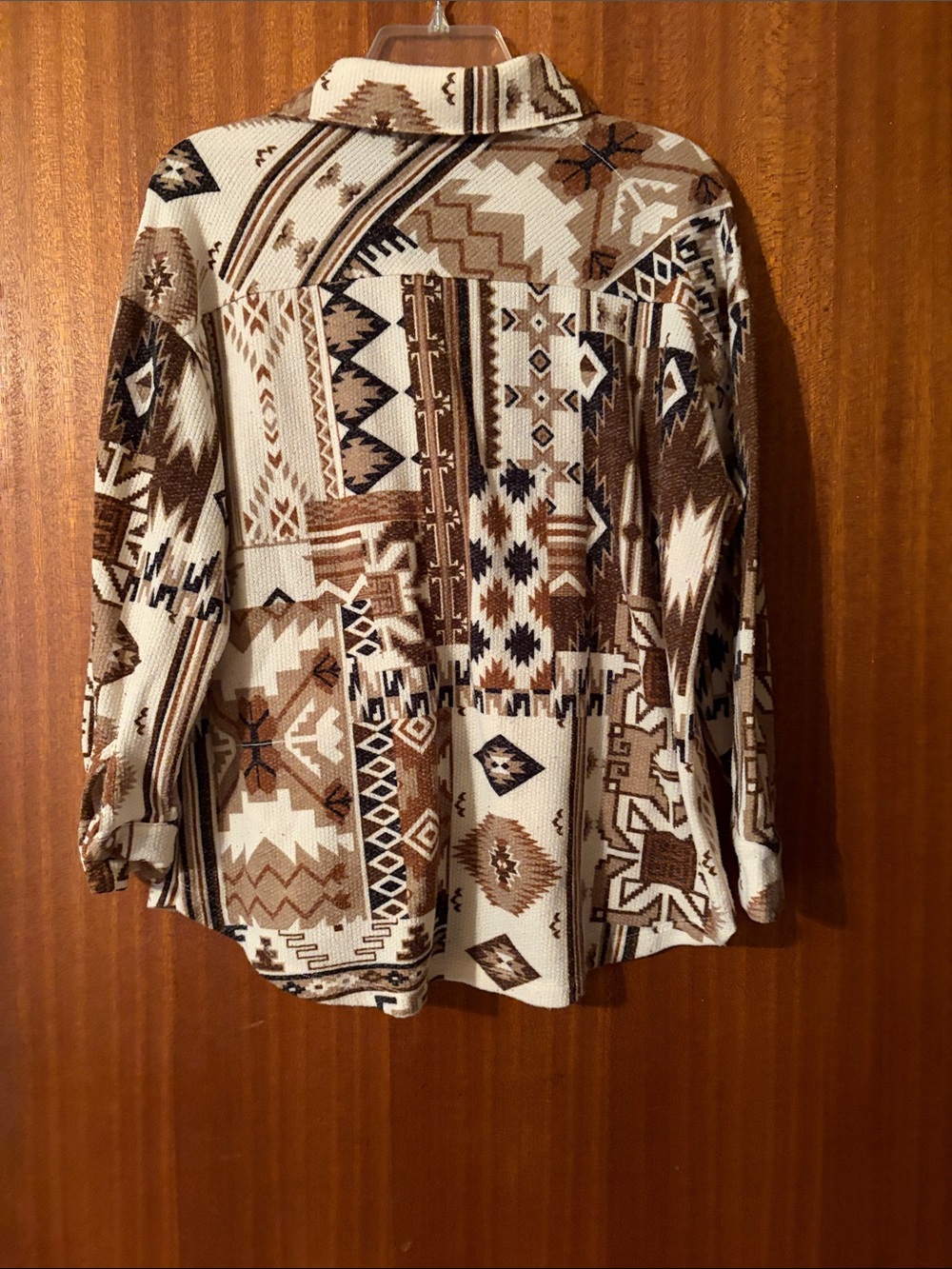 Zenana Outfitters Aztec Patchwork Utility Jacket - Brown & Cream - Picture 2 of 2